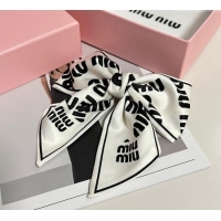 Good Quality Miu Miu Printed Bow Hair Clip 0723 White 2025