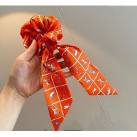 Discount Hermes Horse Twilly Silk Bandeau and Hairring Set 0724 Orange 2025