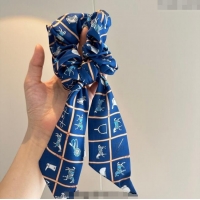 Top Design Hermes Horse Twilly Silk Bandeau and Hairring Set 0724 Blue 2025