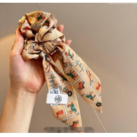 Luxury Discount Hermes Horse Twilly Silk Bandeau and Hairring Set 0724 Beige 2025