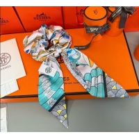 Trendy Design Hermes Tree Twilly Silk Bandeau and Hairring Set 0724 Green 2025