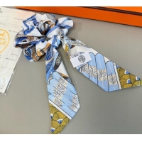 Famous Brand Hermes Tree Twilly Silk Bandeau and Hairring Set 0724 Blue 2025