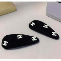 Best Luxury Chanel Velvet Hair Clip with CC CH091101 Black 2025 (PAIR)