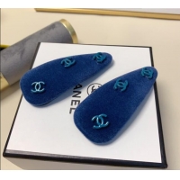 Fashion Discount Chanel Velvet Hair Clip with CC CH091101 Blue 2025 (PAIR)
