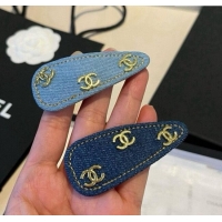 Good Taste Chanel Denim Hair Clip with CC CH091103 Blue 2025