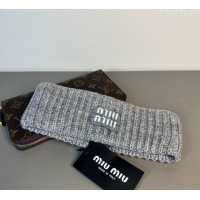 Shop Classic Miu Miu Knit Headband MIU0911043 Grey 2025