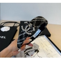 Luxury Cheap Chanel Tweed Headband CH0911062 Black 2025