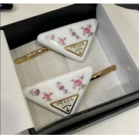 Good Taste Prada Flora Hair Clip 0916 White 2025 (PAIR)
