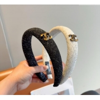 Good Quality Chanel Tweed Headband CH111232 White/Black 2025