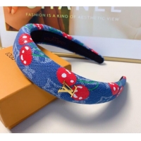 New Cheap Louis Vuitton LV x TM Cerise Cherry Denim Headband LV111238 Blue 2025