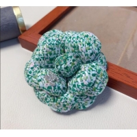 Cheapest Chanel Tweed Camellia Bloom Hairclip/Brooch CH111239 Green 2025