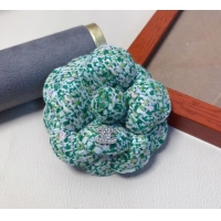 Cheapest Chanel Tweed Camellia Bloom Hairclip/Brooch CH111239 Green 2025