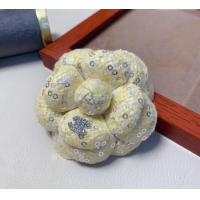 Luxury Cheap Chanel Tweed Camellia Bloom Hairclip/Brooch CH111239 Light Yellow 2025