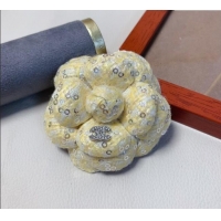 Luxury Cheap Chanel Tweed Camellia Bloom Hairclip/Brooch CH111239 Light Yellow 2025