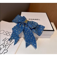 Good Quality Chanel Denim Star Bow Hairclip CH111248 Blue 2025