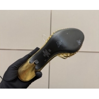 Good Quality Valentino Heart Calfskin Leather Heel Slides Sandal Gold Yellow VLTN121501 1216003