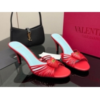 Purchase Valentino Heart Calfskin Leather Heel Slides Sandal Red VLTN121501 1216004