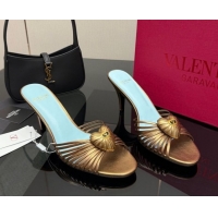 Unique Style Valentino Heart Calfskin Leather Heel Slides Sandal Bronze Gold VLTN121501 1216006