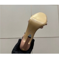 Good Looking Valentino Calfskin Leather Heel Sandals 10.5cm with Strass Nude VLTN121601 1216010