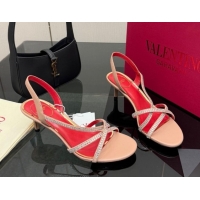 Pretty Style Valentino Calfskin Leather Heel Sandals 5.5cm with Strass Nude VLTN121601 1216012