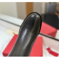 Good Product Valentino Maxi-VLogo Heel Ankle Boots 5.5cm in Calfskin Leather Black VLTN121603 1216018