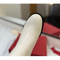 Good Quality Valentino Maxi-VLogo Heel Ankle Boots 5.5cm in Calfskin Leather White VLTN121603 1216019