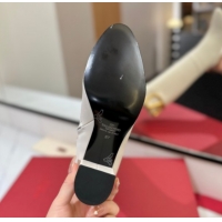 Grade Quality Valentino Maxi-VLogo Heel High Boots 8cm in Calfskin Leather White VLTN121603 1216024