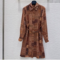 Grade Design Louis Vuitton Silk Dress LV121805 Brown 2025