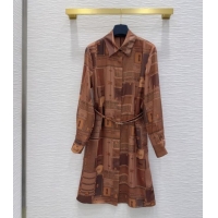 Grade Design Louis Vuitton Silk Dress LV121805 Brown 2025