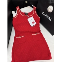 Luxury Cheap Chanel Knit Dress CH121826 Red 2025
