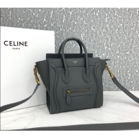 Market Sells Celine Nano Luggage Bag in Grained Calfskin 189243 Storm Grey 2023