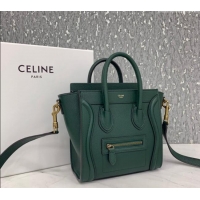 Buy Classic Celine Nano Luggage Bag in Grained Calfskin 189243 Green 2023