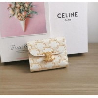 Modern Classic Celine Small Wallet in Triomphe Canvas 10D782 White 2024