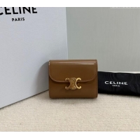 Cheap Classic Celine Small Wallet in Shiny Calfskin 10D783 Bronze 2024