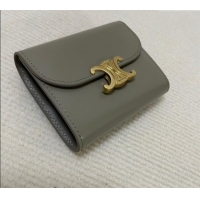 Super Quality Celine Small Wallet in Shiny Calfskin 10D783 Grey 2024