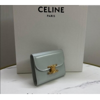 Big Discount Celine Small Wallet in Shiny Calfskin 10D783 Light Grey 2024
