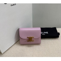 Fashion Discount Celine Small Wallet in Shiny Calfskin 10D783 Pink 2024