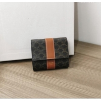 Spot Bulk Celine Small Trifold Wallet in Triomphe Canvas 10D572 Brown 2024