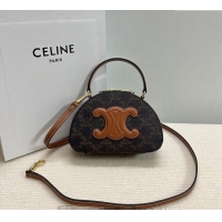 Top Grade Celine Half Moon Case in Triomphe Canvas 10K642 Brown 2024