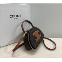 Top Grade Celine Half Moon Case in Triomphe Canvas 10K642 Brown 2024