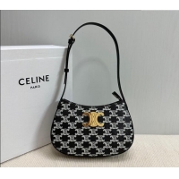 Buy Discount Celine Medium Tilly Bag in Triomphe Canvas and Calfskin 115702 Black 2024