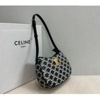 Buy Discount Celine Medium Tilly Bag in Triomphe Canvas and Calfskin 115702 Black 2024