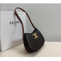 Grade Quality Celine Medium Tilly Bag in Triomphe Canvas and Calfskin 115702 Brown 2024