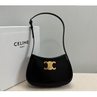 Luxury Cheap Celine Medium Tilly Bag in Shiny Calfskin 115702 Black 2024