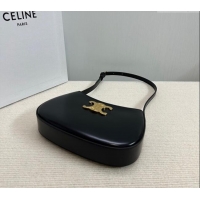 Luxury Cheap Celine Medium Tilly Bag in Shiny Calfskin 115702 Black 2024