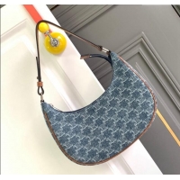 Buy Classic Celine Ava Hobo bag in Triomphe Denim 193952 Blue 2024
