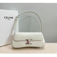 Unique Discount Celine Medium Lola Shoulder bag in Shiny Calfskin 115533 White 2024