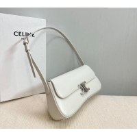 Unique Discount Celine Medium Lola Shoulder bag in Shiny Calfskin 115533 White 2024