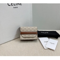 Spot Bulk Celine Business Card Holder in Triomphe Canvas and Lambskin 10E242 Beige Grey 2024