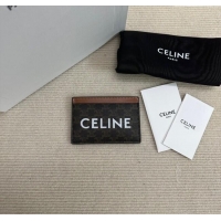 Buy New Cheap Celine Card Holder in Triomphe Canvas with CELINE Print 10B702 Tan Brown 2024